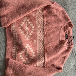 Miss Me Pink and Cream Patterned Sweater